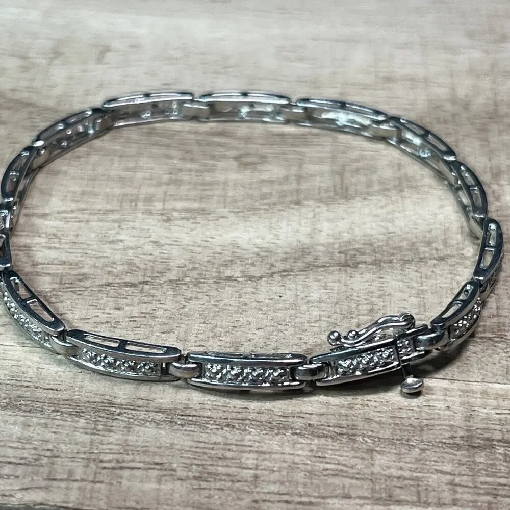 Banter Piercing Pagoda STERLING SILVER 925 Tennis Bracelet Linked Panel No Stone